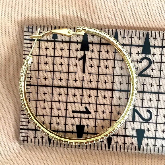 Rhinestone Hoop Earrings - Picture 3 of 5